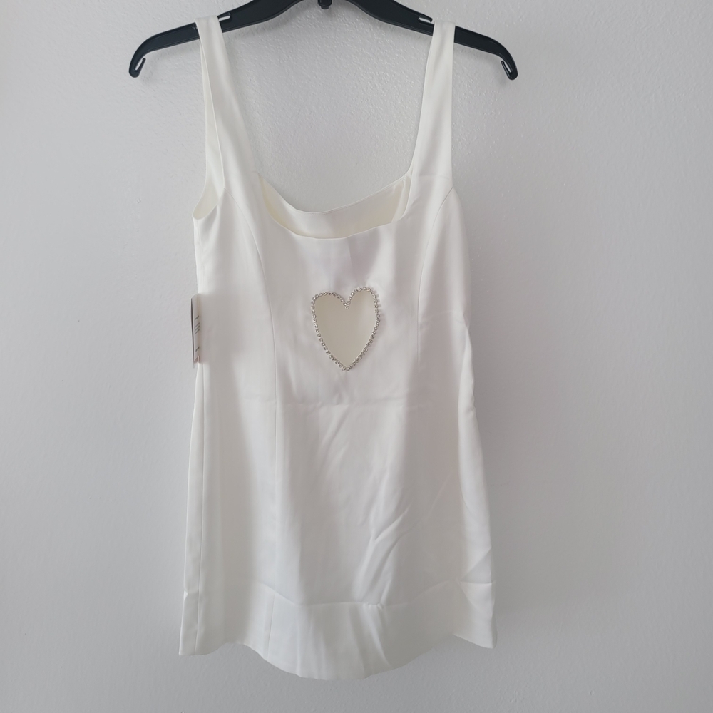 Birdy Grey White Backless Dress with Heart Detail Size S - Picture 6 of 16